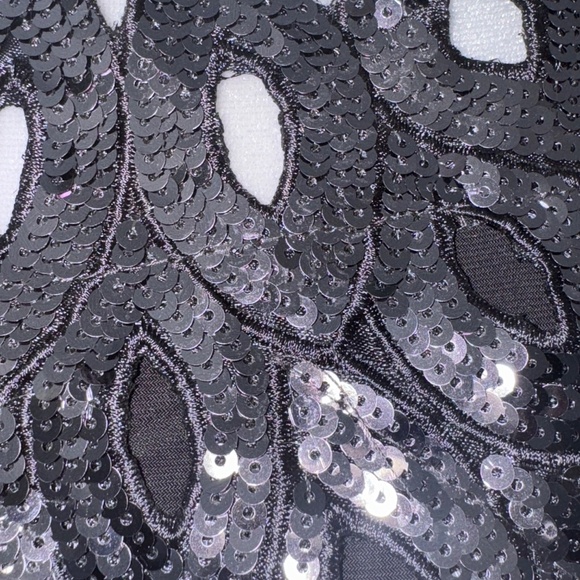 Nic&Dom Sequined Neck Stretchy Mini Dress Size Small in Black/Gray - Picture 3 of 8